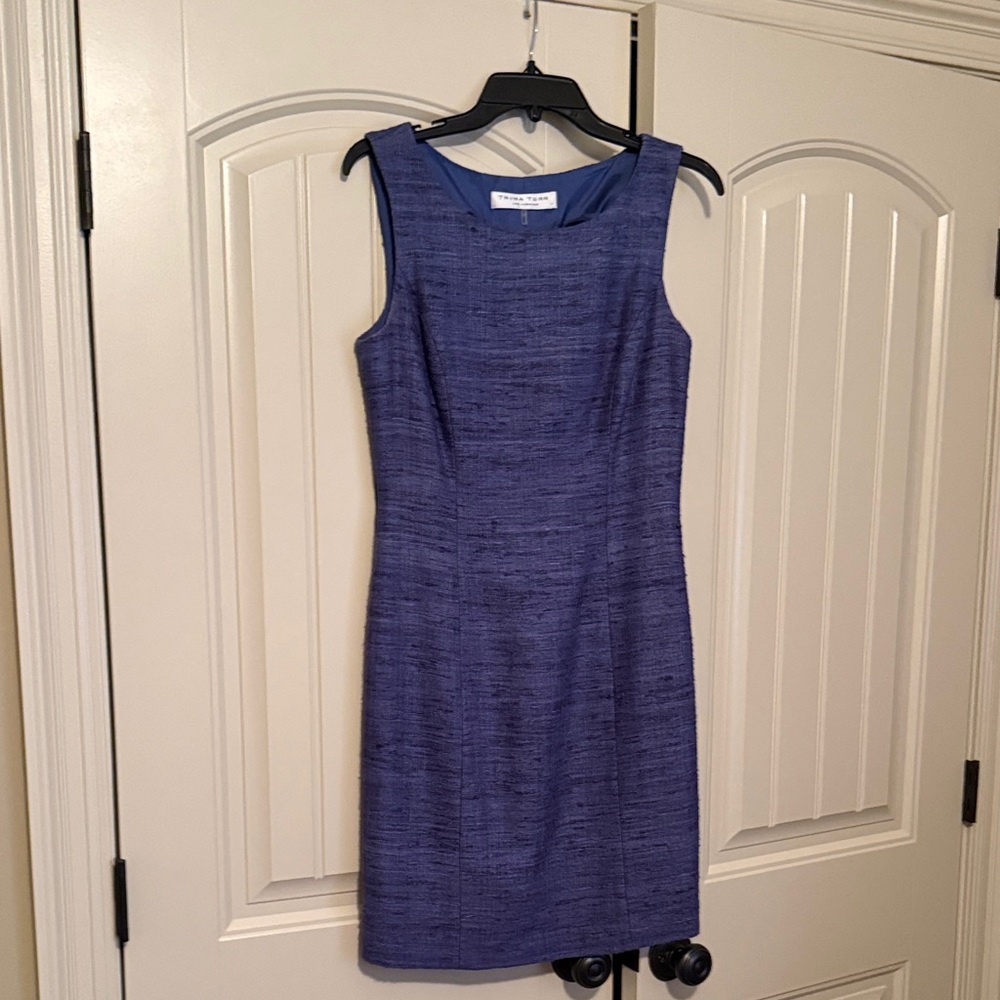 Trina Turk Textured Sleeveless Sheath Dress in Indigo